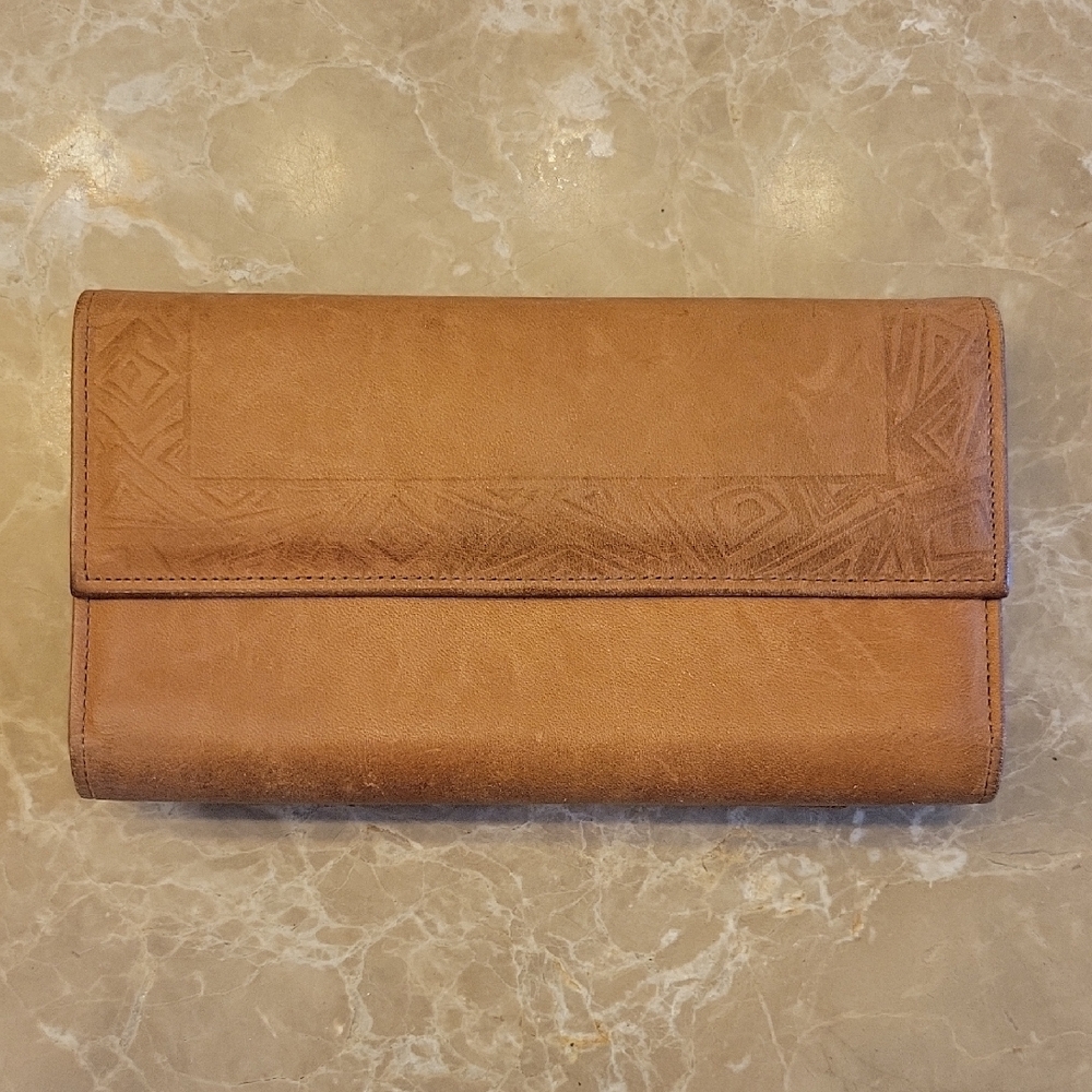 Tan Leather Wallet with Minimalist Fold-Over Design